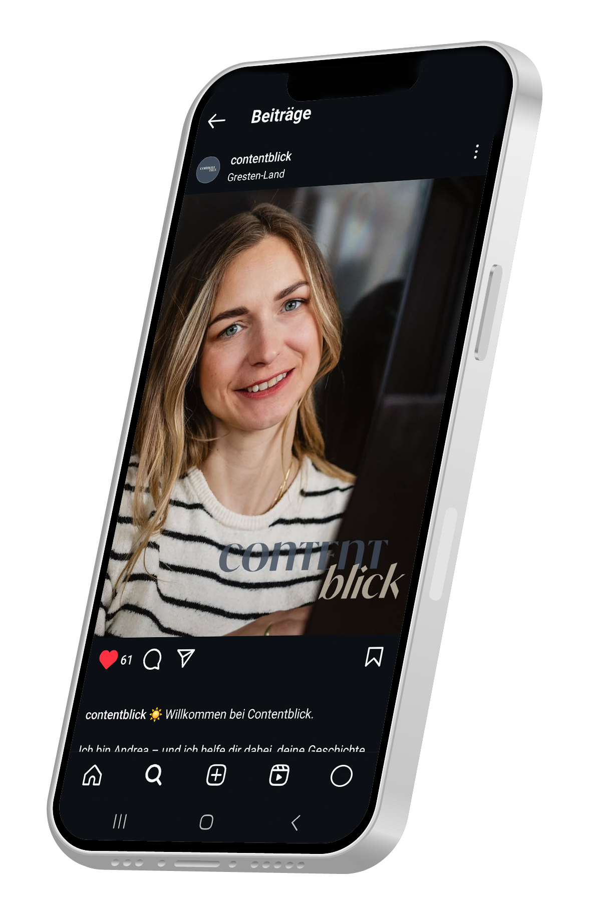 Mockup der Instagram Seite von Contentblick